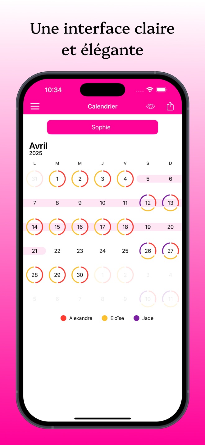 KidCal: Calendrier des parents - capture iPhone 1