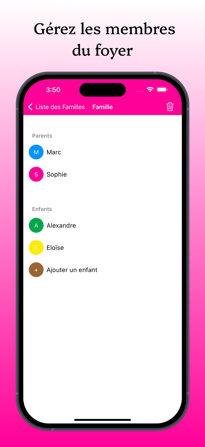 KidCal: Calendrier des parents - capture iPhone 7